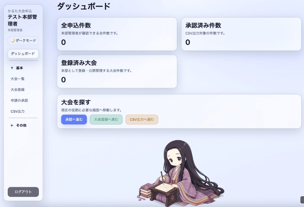 ダッシュボード画面
